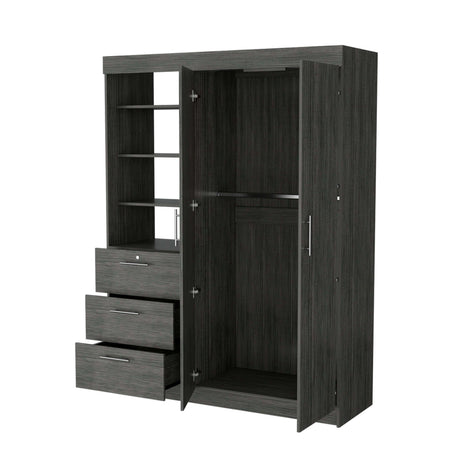 Smokey Oak 3-Tier Shelf Armoire - sold by Home Elegance USA