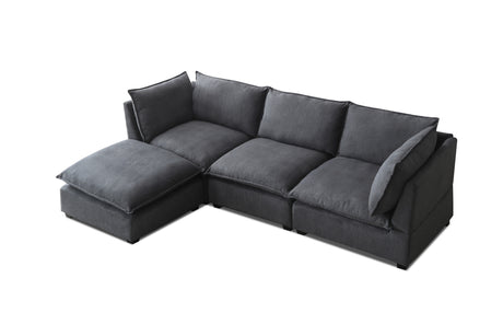 Modern Sectional Sofa,L-Shape Linen Fabric Corner Couch Set with Convertible Ottoman for Living Room, Apartment, Office,Grey,3 Colors - sold by Home Elegance USA