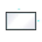 60in. W x 36in. H Oversized Rectangular Black Framed LED Mirror Anti - Fog Dimmable Wall Mount Bathroom Vanity Mirror Wall Mirror Kit For Gym And Dance Studio 36X 60 - W1272103522 - image - 10