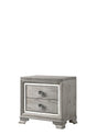 1pc Contemporary Light Grey Finish Two Drawers Bevel Mirror Accents Wooden Solid Wood Bedroom Furniture