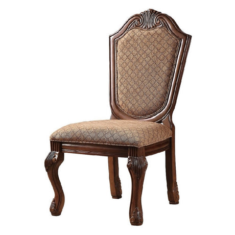 Acme - Chateau De Ville Side Chair (Set-2) 4077 Fabric & Cherry Finish