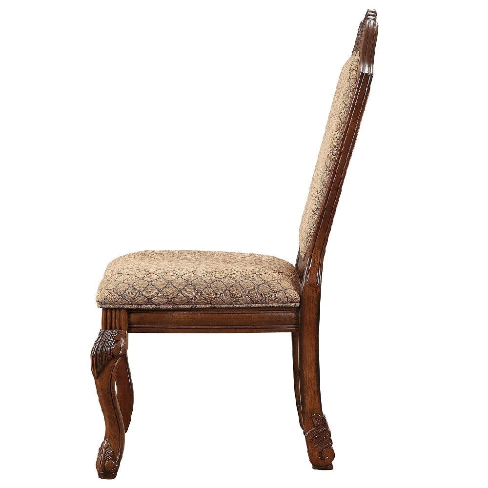 Acme - Chateau De Ville Side Chair (Set-2) 4077 Fabric & Cherry Finish