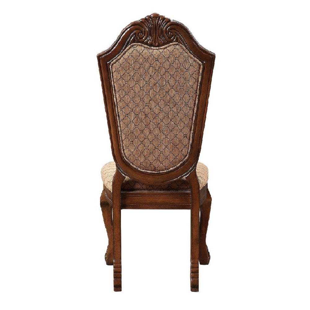 Acme - Chateau De Ville Side Chair (Set-2) 4077 Fabric & Cherry Finish