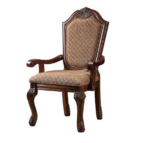 Acme - Chateau De Ville Arm Chair (Set-2) 4078 Fabric & Cherry Finish