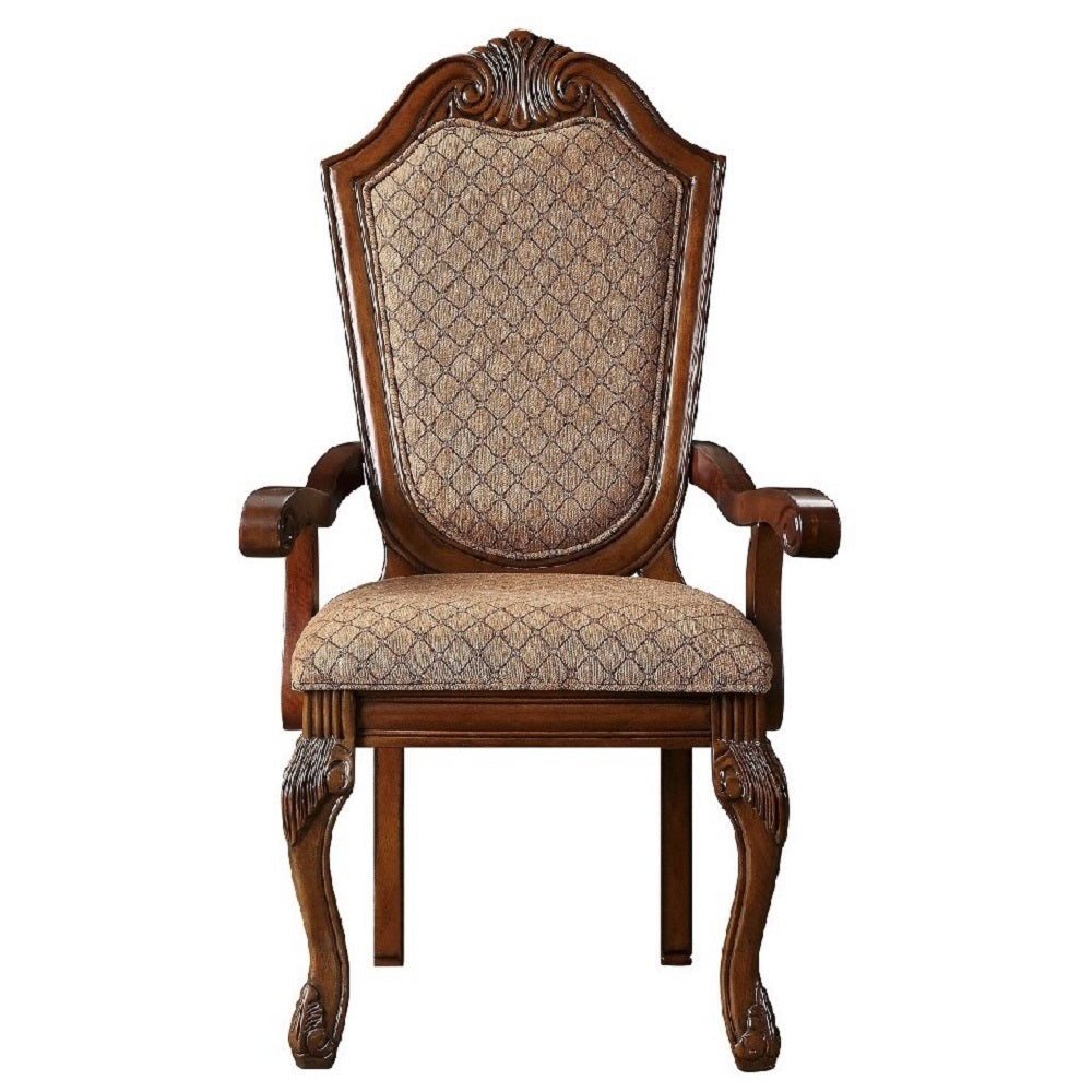 Acme - Chateau De Ville Arm Chair (Set-2) 4078 Fabric & Cherry Finish