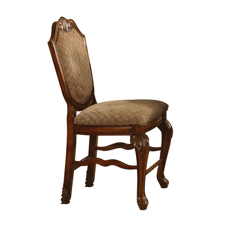 Acme - Chateau De Ville Counter Height Chair (Set-2) 04084A Fabric & Cherry Finish