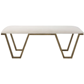 Farrah Geometric Bench - White / Yellow by Uttermost - View 1