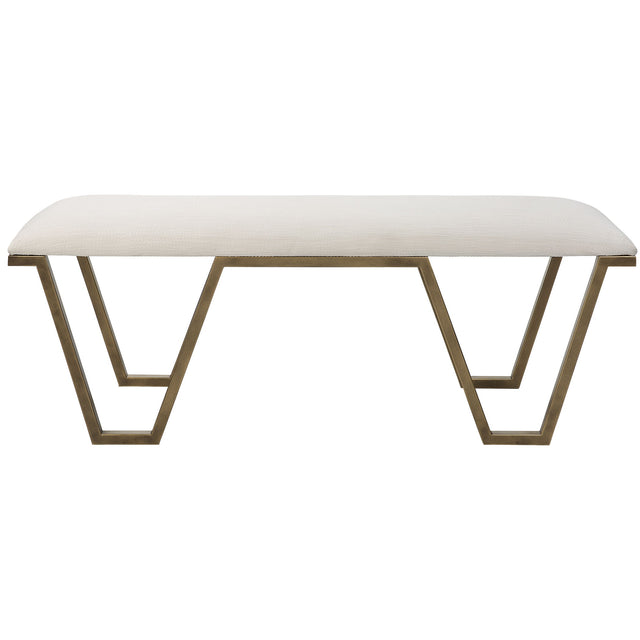 Farrah Geometric Bench - White / Yellow by Uttermost - View 1