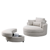 [Video] Welike Swivel Accent Barrel Modern Sofa Lounge Club Big Round Chair with Storage Ottoman Linen Fabric for Living Room Hotel with Pillows . *2PCS Home Elegance USA