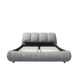 Queen Size Luxury Upholstered Platform Bed with Oversized Padded Backrest and Solid Wood Frame,suitable for Multiple heights of mattresses,Grey