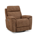 Refined Transitional Fabric Power Swivel Gliding Recliner With Power Headrest & Lumbar | Flexsteel