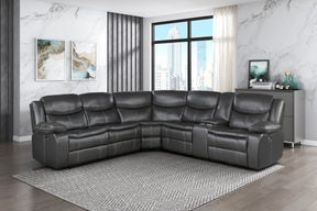 Modern 3-Piece Power Reclining Sectional with Right Side Console Dark Gray Breathable Faux Leather USB Ports Solid Wood Living Room Furniture - sold by Home Elegance USA