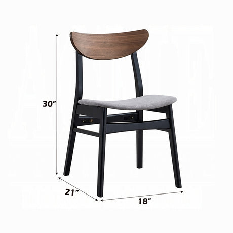 Contemporary 5pc Dining Set Black and Walnut Finish Table and 4 Side Chairs Padded Seat Wooden Kitchen Furniture - sold by Home Elegance USA