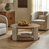 Maulet Round Coffee Table Off-White / Oak - Light Brown / Beige by Uttermost - View 3