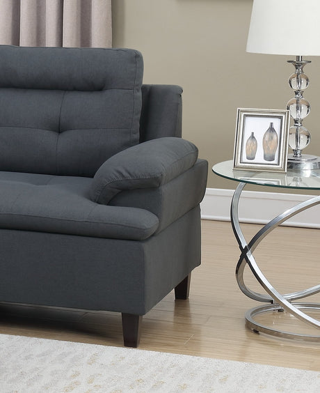 Living Room Furniture Charcoal Cushion Sectional w Ottoman Linen Like Fabric Sofa Chaise - sold by Home Elegance USA