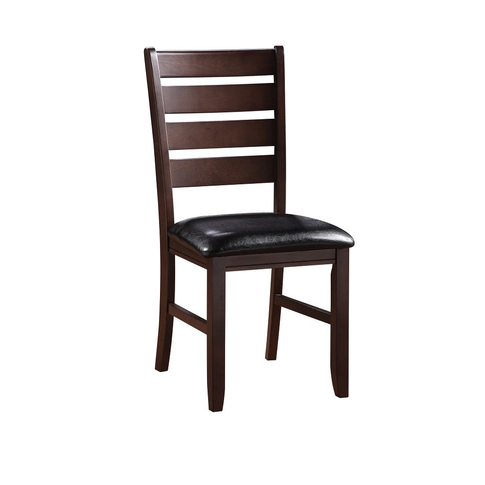 Acme - Urbana Side Chair (Set-2) 4624 Black Synthetic Leather & Cherry Finish