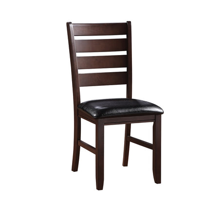 Acme - Urbana Side Chair (Set-2) 4624 Black Synthetic Leather & Cherry Finish