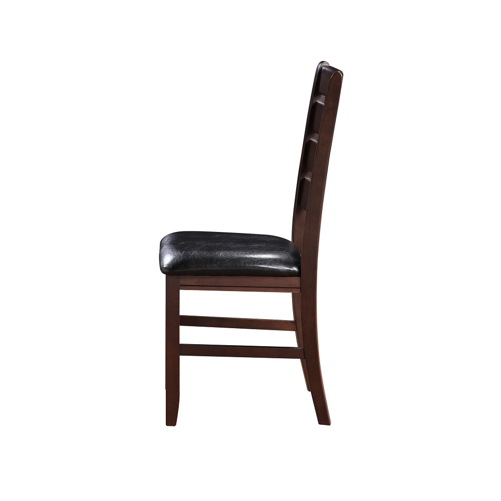 Acme - Urbana Side Chair (Set-2) 4624 Black Synthetic Leather & Cherry Finish