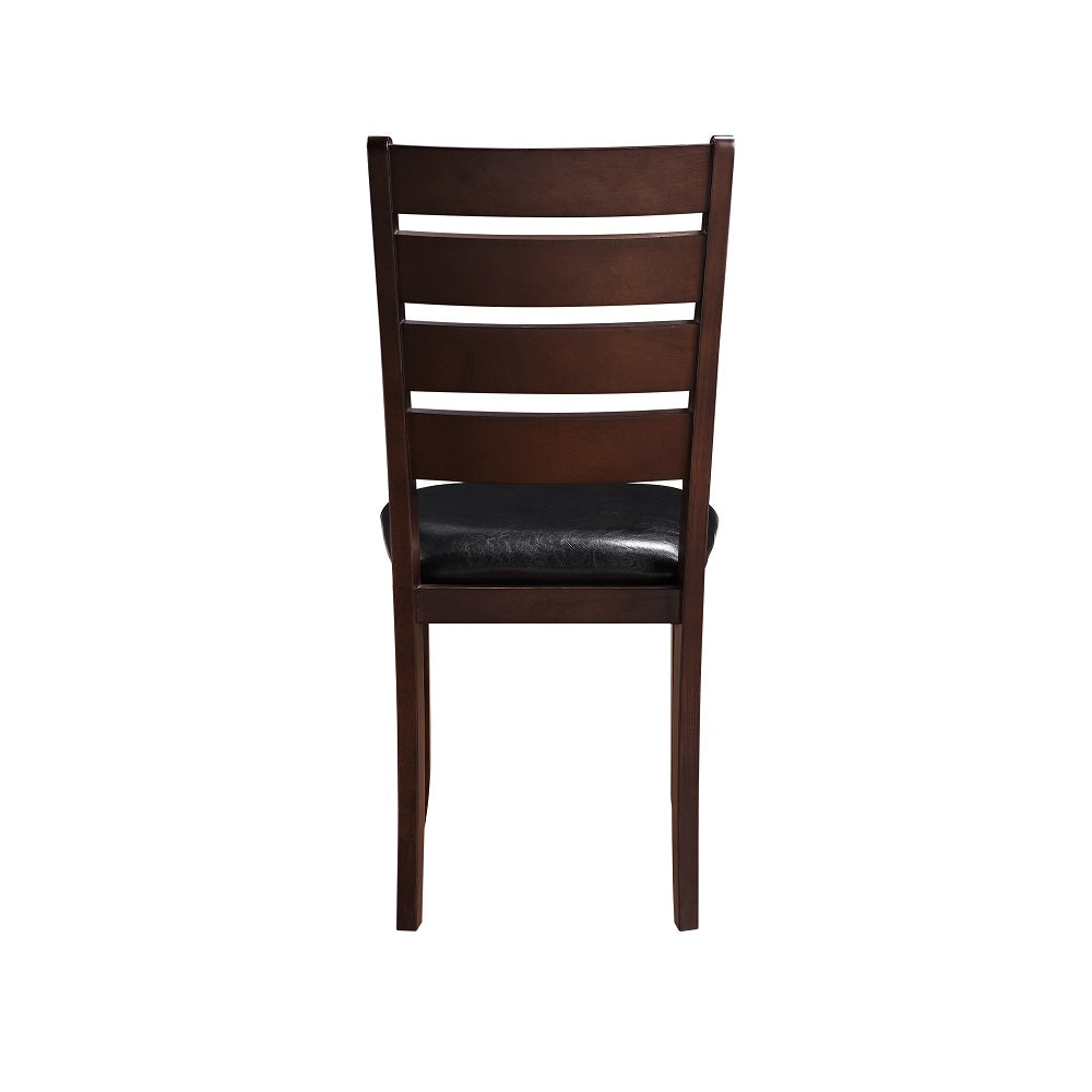 Acme - Urbana Side Chair (Set-2) 4624 Black Synthetic Leather & Cherry Finish