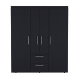 Wardrobe, Deluxe Armoire with Multiple Storage Options and Metal Accents, Black - sold by Home Elegance USA