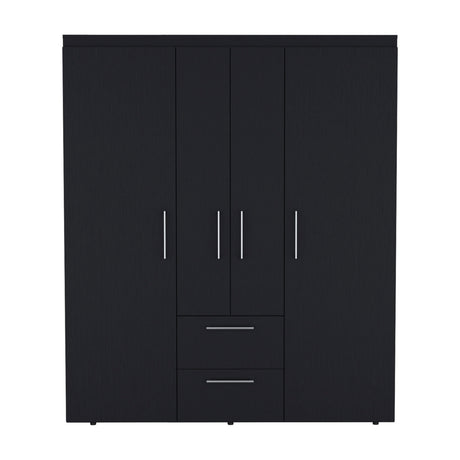 Wardrobe, Deluxe Armoire with Multiple Storage Options and Metal Accents, Black - sold by Home Elegance USA