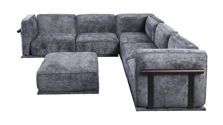 120' length , Fashionable modular sofa with iron and wood frame chenille sofa, Dark Gray ,uitable for living room - sold by Home Elegance USA