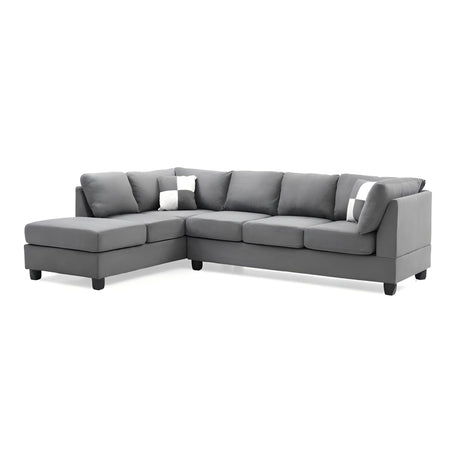 Malone G633B-SC Gray Microfiber Sectional Sofa with Flexible Setup and Comfortable Seating - sold by Home Elegance USA
