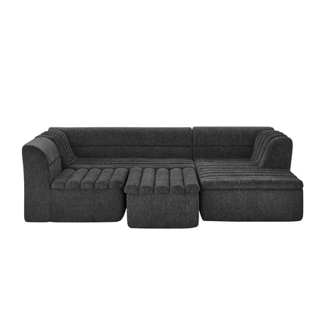135' U-Shaped Modular Sectional Sofa with Chaise and Movable Ottoman for Living Room, Chenille Upholstered Boneless Couches with Wave-Shaped Armrest, No Pillows Included - sold by Home Elegance USA