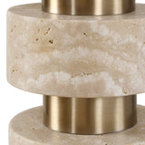 Makani Travertine Table Lamp Brass / Gold / White - Gold / Beige by Uttermost - View 6