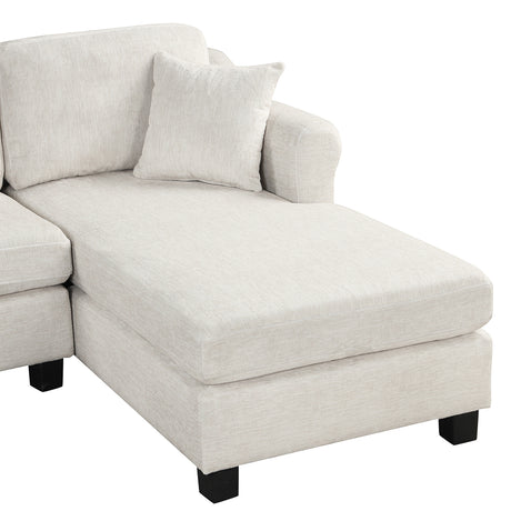 Contemporary U-shaped Sectional Sofa with Movable Storage Ottoman, White Chenille 111.8' - sold by Home Elegance USA