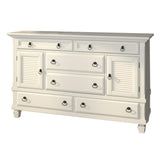 Pine Wood Dresser with 2 Cabinet & 6 Drawer in White