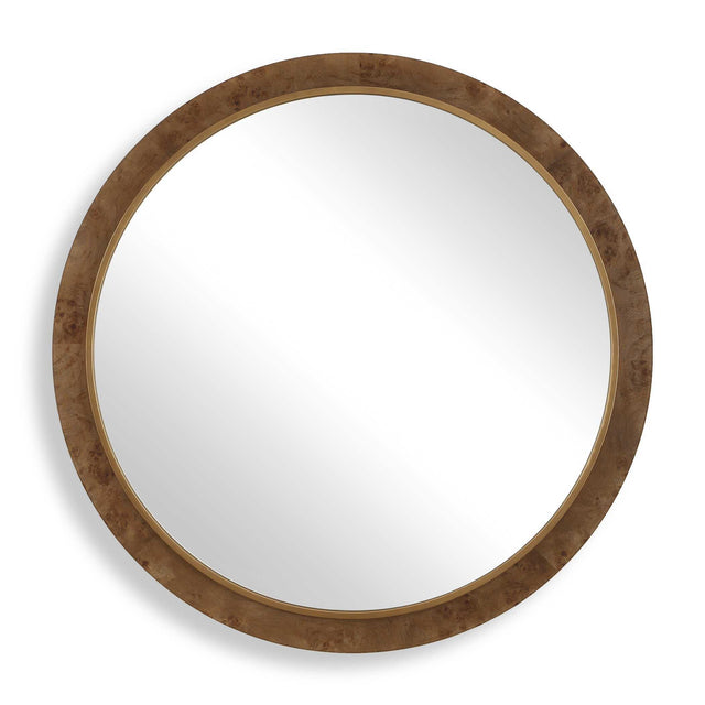 Cleveland Round Burl Wood Mirror Woodtone - Dark Brown by Uttermost - View 1