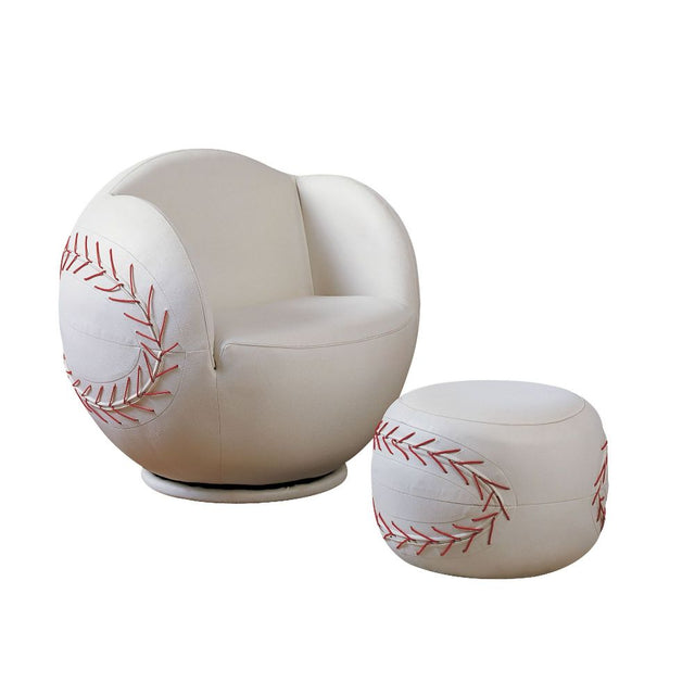 Acme - All Star Chair & Ottoman 5528 White PU