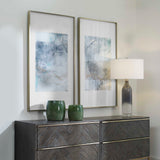 Undulating Oro Abstract Prints (Set of 2) - Blue / White by Uttermost - View 3