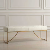 Swale Ivory Leather Bench - Beige by Uttermost - View 3