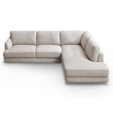 Glander Cozy Sectional Sofa Right Facing Linen Fabric Cream Mid-Century Modern Design