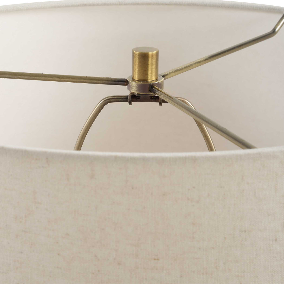 Hemisphere Travertine Table Lamp - Beige / Bronze by Uttermost - View 6