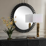 Jael Round Iron Bands Mirror - Black by Uttermost - View 3