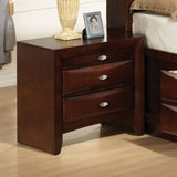 1pc Espresso Finish Nightstand Two Storage Drawers and Pull Out Tray Wooden Bedroom Furniture