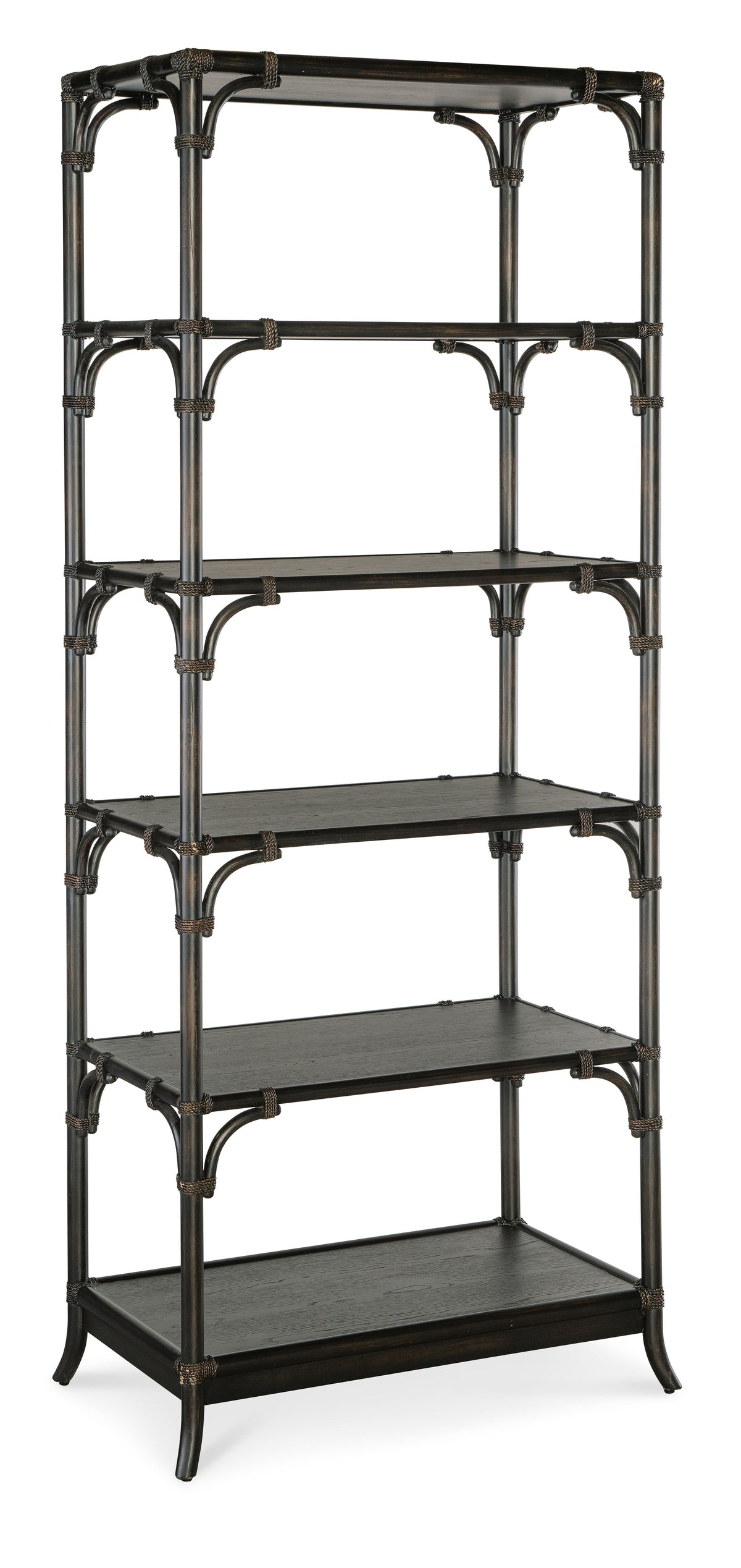 Retreat Pole Rattan Bookcase - Black by Hooker Furniture - View 1