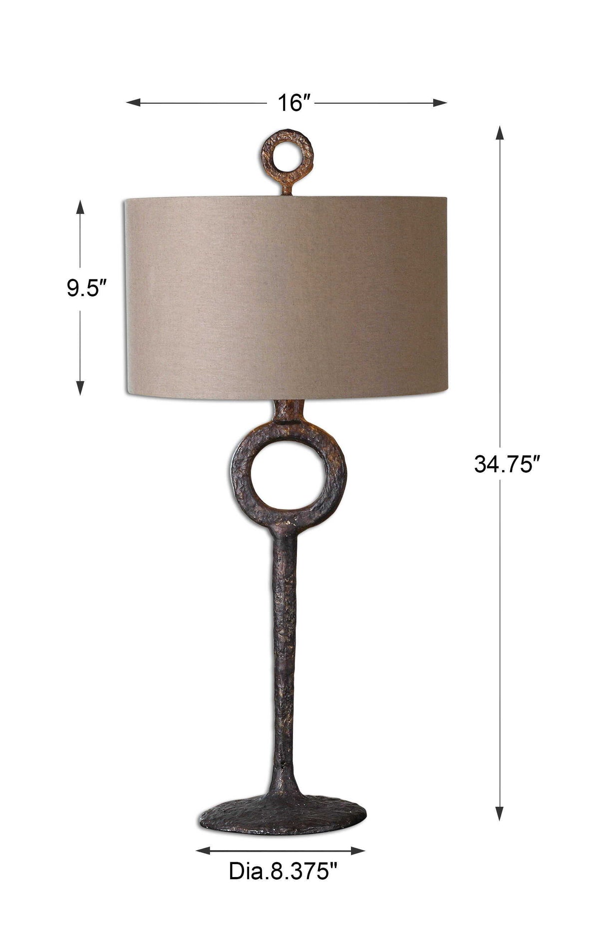 Ferro Cast Iron Table Lamp - Dark Brown / Beige by Uttermost - View 6