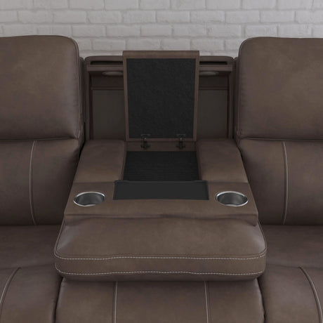 Carter Power Reclining Sofa With Console & Power Headrests & Lumbar - Cappuccino | Flexsteel