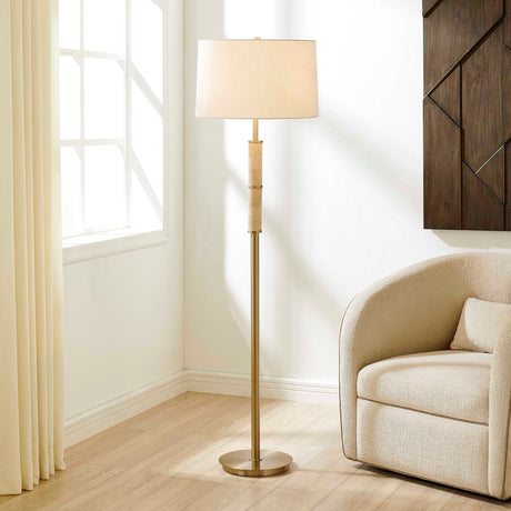 Verlaine Travertine Floor Lamp Brass,Gold - Beige by Uttermost - View 2