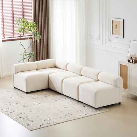 Evelyn 109 in.5-Piece L Shaped Modular Free Combination Sectional Chenille Sofa Couch for Living Rooms - sold by Home Elegance USA