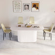 63 'medieval modern cream style MDF dining table and PU dining chair set 4. Assemble Desktop and black metal leg dining chair set, suitable for home&kitchen - sold by Home Elegance USA