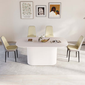 63 'medieval modern cream style MDF dining table and PU dining chair set 4. Assemble Desktop and black metal leg dining chair set, suitable for home&kitchen - sold by Home Elegance USA