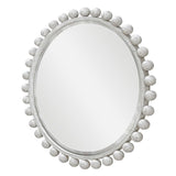 Cyra Wood Round Mirror Aged Ivory - Silver by Uttermost - View 4