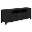 Burlington 72 inch Wide Solid Wood TV Stand in Black For TVs up to 80 inches - sold by Home Elegance USA