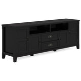 Soporte para TV Burlington de madera maciza de 72 pulgadas de ancho en color negro Para televisores de hasta 80 pulgadas