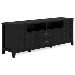 Burlington 72 inch Wide Solid Wood TV Stand in Black For TVs up to 80 inches - sold by Home Elegance USA
